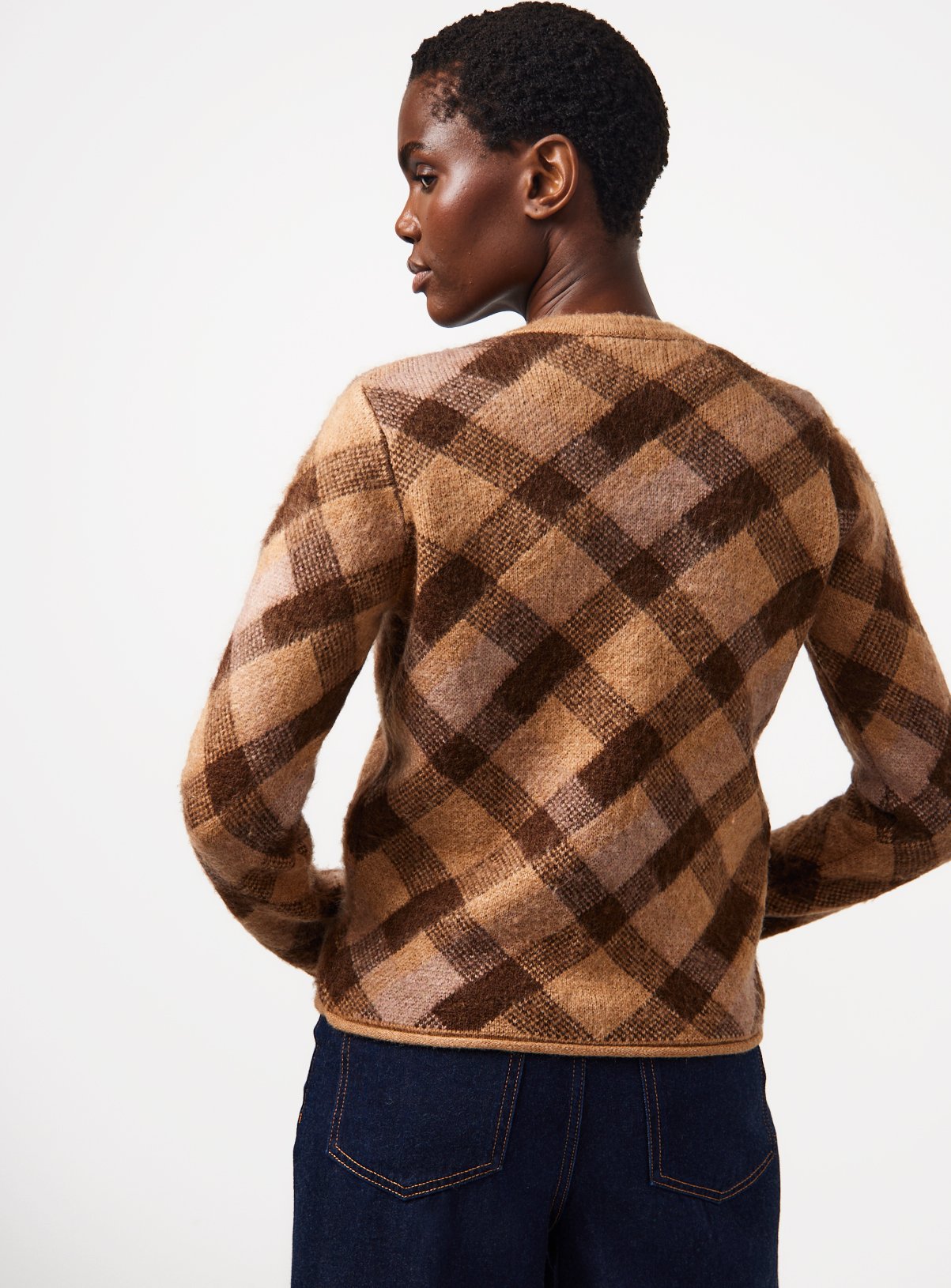 Brushed Knit Check Jacket XS - Image 4 thumbnail